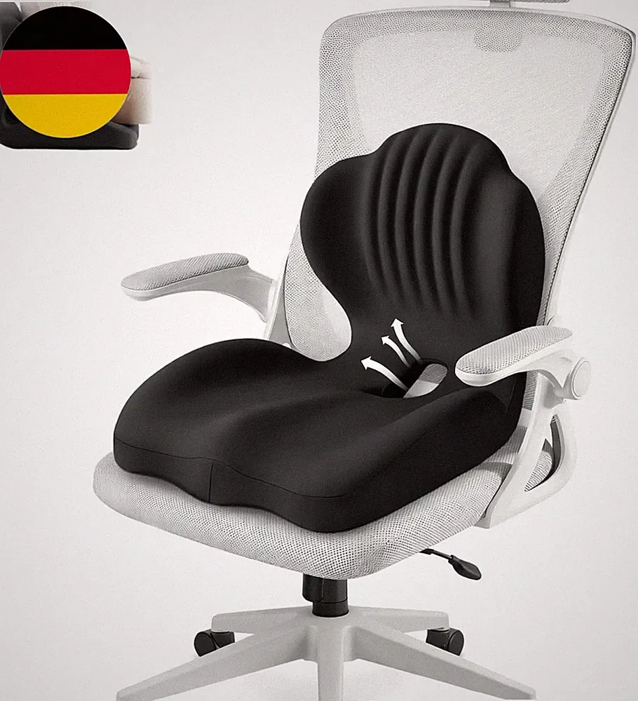 2 in 1 Sitzkissen Mit Lendenwirbelstütze, L-Förmiges Memory Foam Orthopädisches