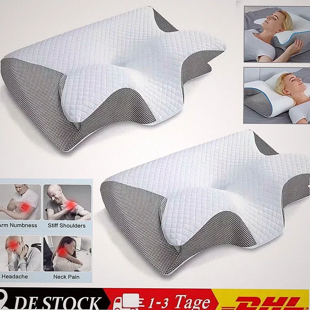 2x Memory Foam Kissen Ergonomisches Nackenkissen Kopfkissen Seitenschläferkissen