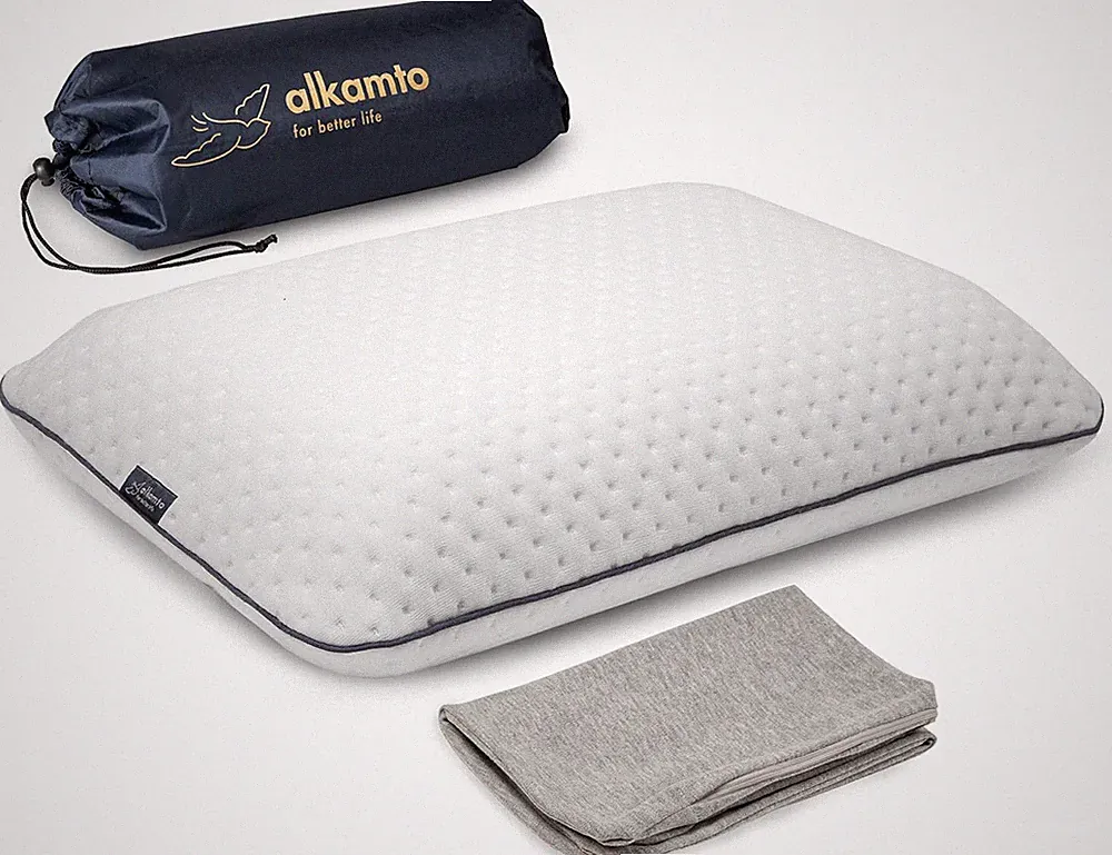 Alkamto Reisekissen - Orthopädisches Campingkissen Aus Memory-Schaum Mit Tempera