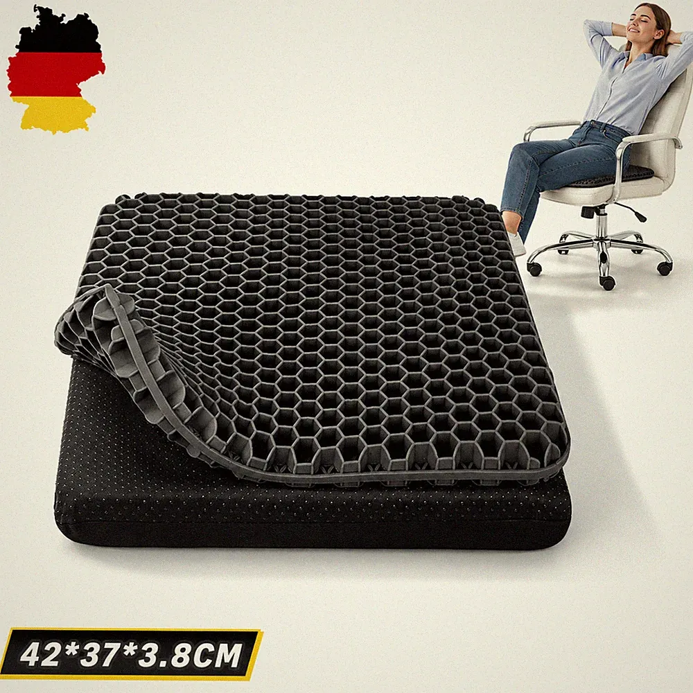 Atmungsaktiv Gelsitzkissen Gel Sitzkissen Orthopädisches 42x37x3.8cm Stuhlkissen