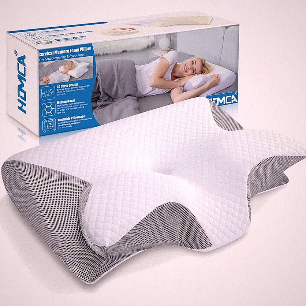 Atmungsaktives Memory Foam Kissen für Rücken-, Seiten- und Bauchschläfer, Grau