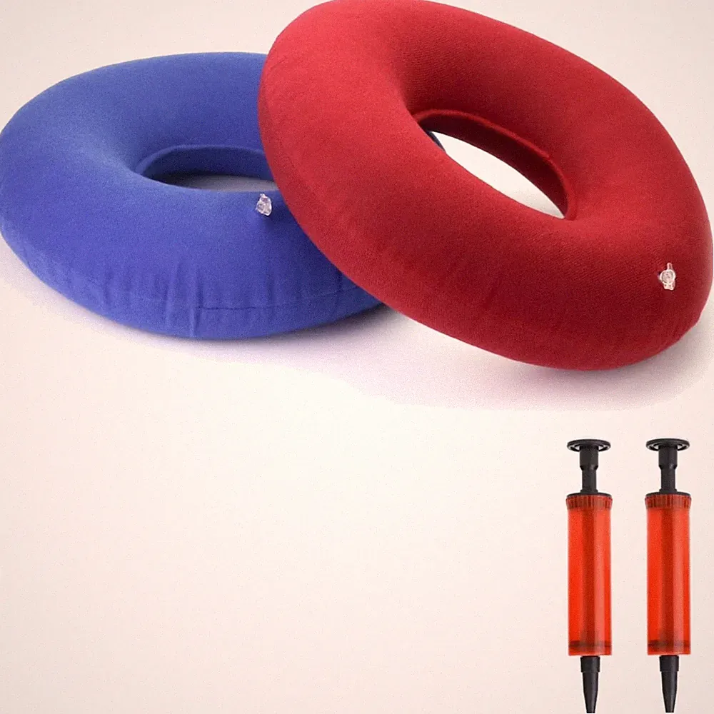 Aufblasbare Sitzkissen Orthopädische Sitzring Komfort 2 Stück Rot Blau