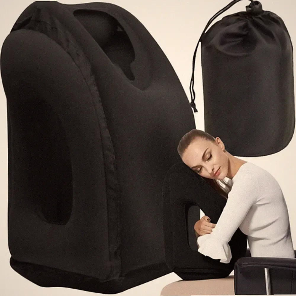 Aufblasbares Kopfkissen Reisekissen ergonomisch 45° für Flugzeug Auto Zug Reise