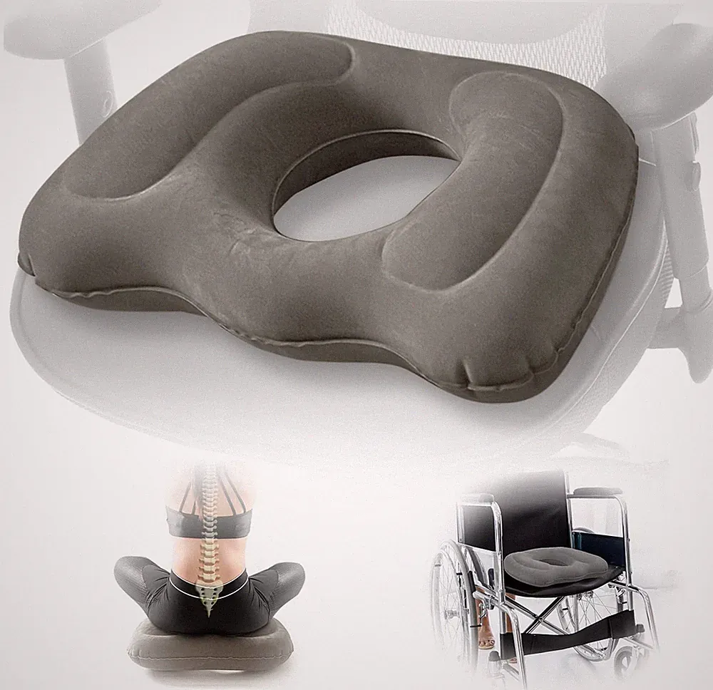 Aufblasbares Orthopädisches Sitzkissen Verstellbar Ergonomisch Grau für Büro