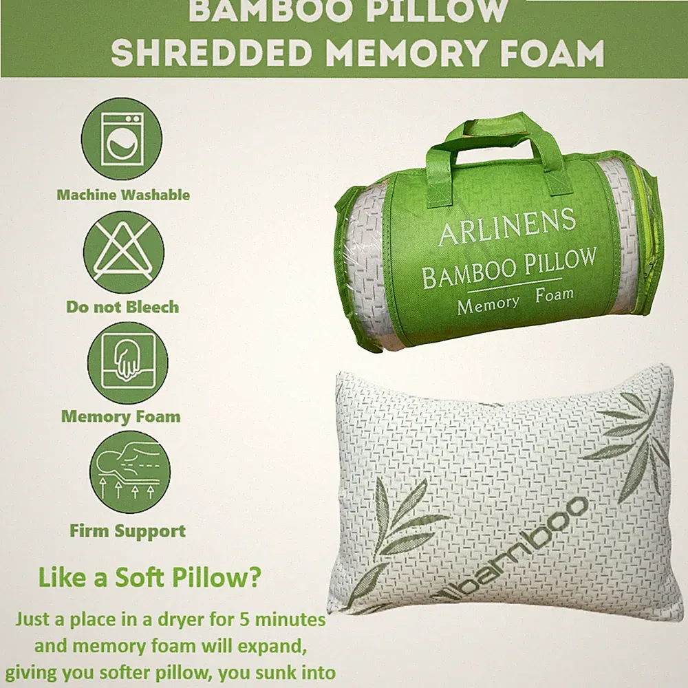 Bambus Kissen Geschreddert Memory Foam Orthopädisch Antiallergie Nacken Rücken Kopfstütze
