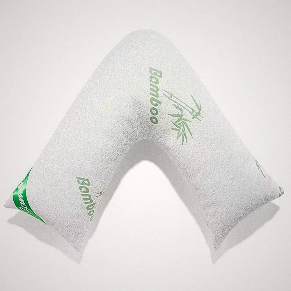 Bambus V-förmiges Kissen Memory Foam Orthopädisch Schwangerschaft Stillen Extra Gefüllt