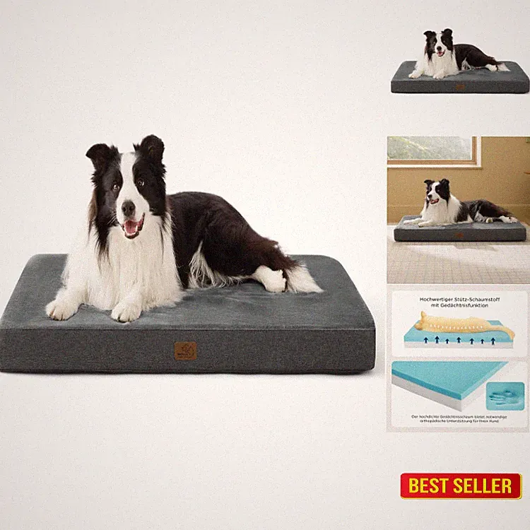 BEDSURE orthopädisches Hundekissen 89x56x8cm Memory Foam Waschbar