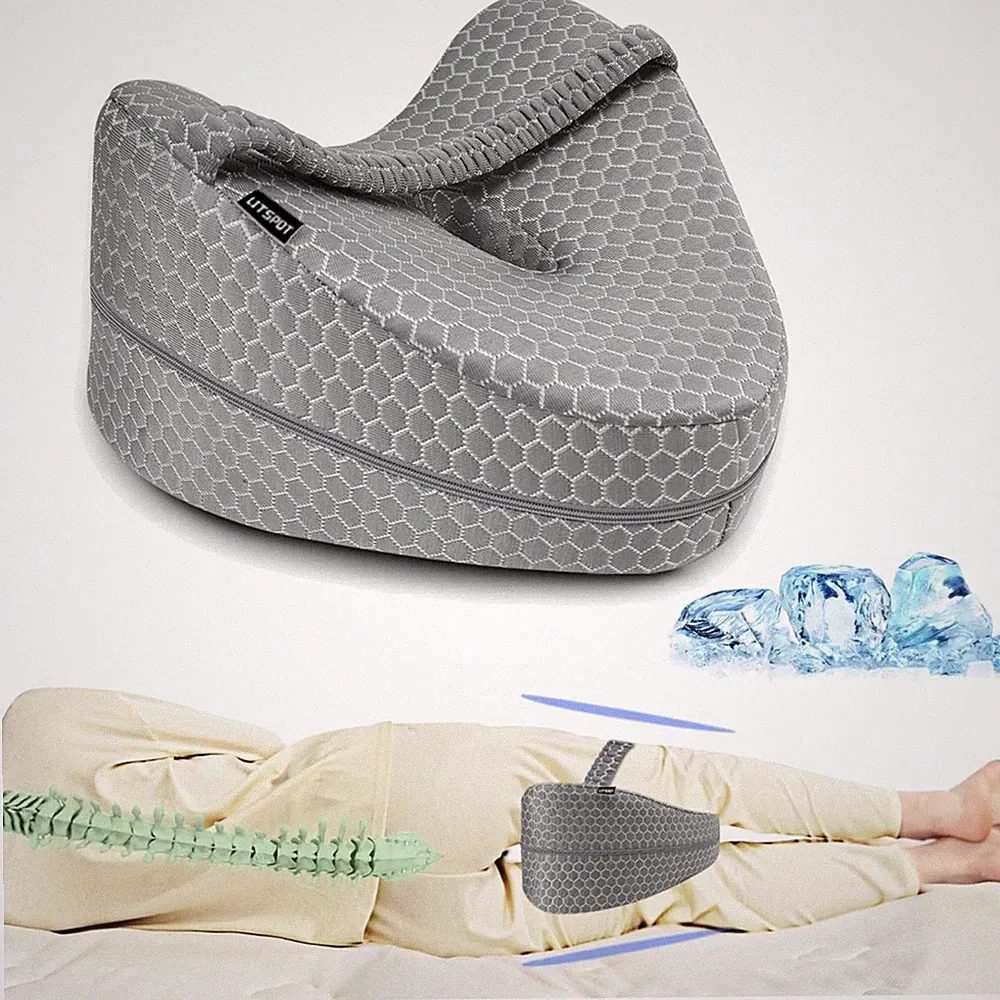 Beinkissen für Seitenschläfer, Orthopädisch, Memory Schaum, Kühlender Bezug
