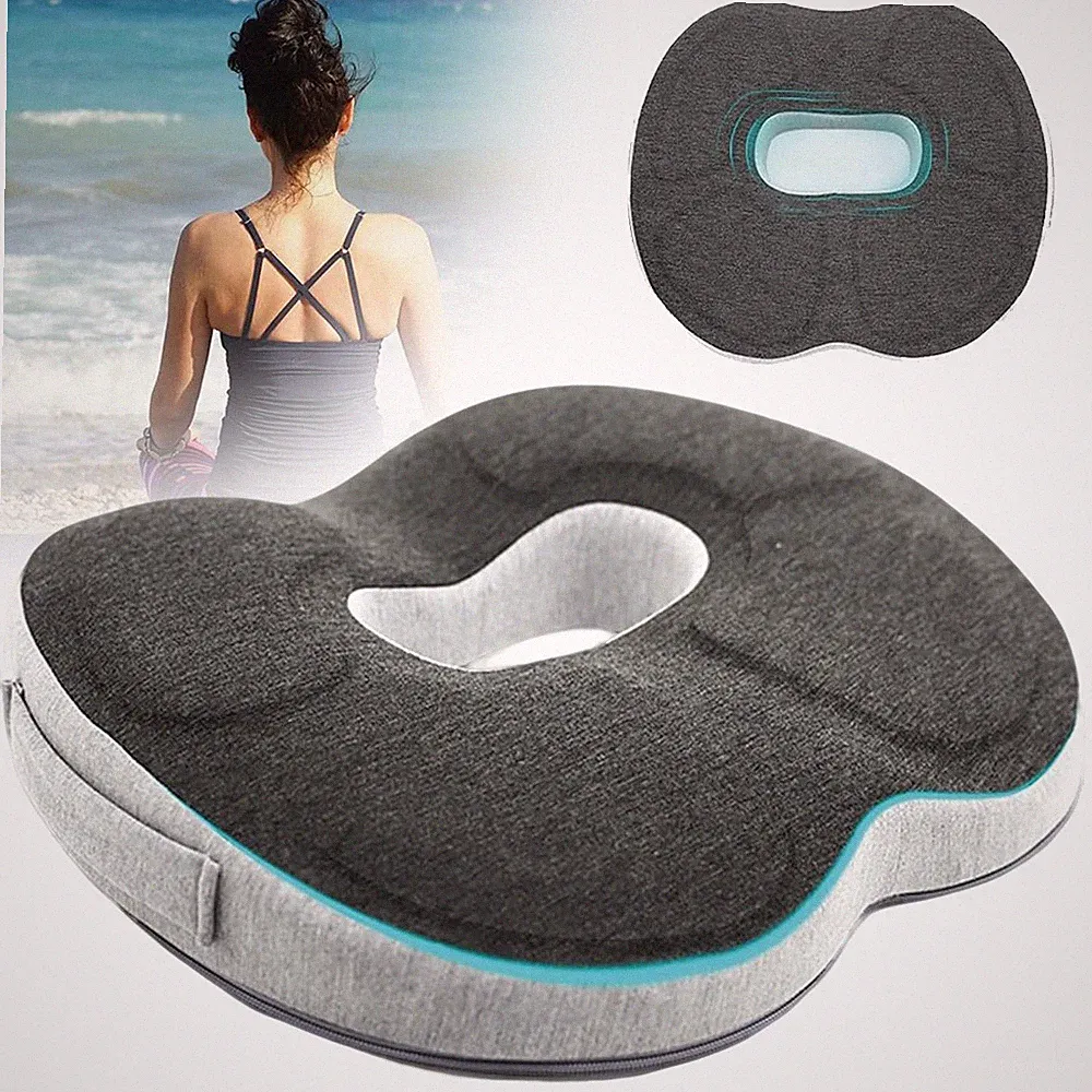 Bequemer Sitzring Wohltuend Kühlende Gel-Schicht Steißbeinkissen mit Memory Foam