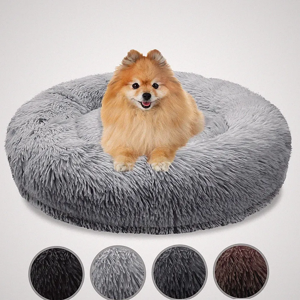 Bluzelle Hundebett orthopädisch 60cm Memory Foam Donut Hundekissen waschbar