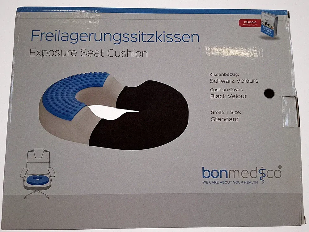 bonmedico Sitzkissen Orthopädisch Komfortabel Schwarz 40x30 cm Polyester