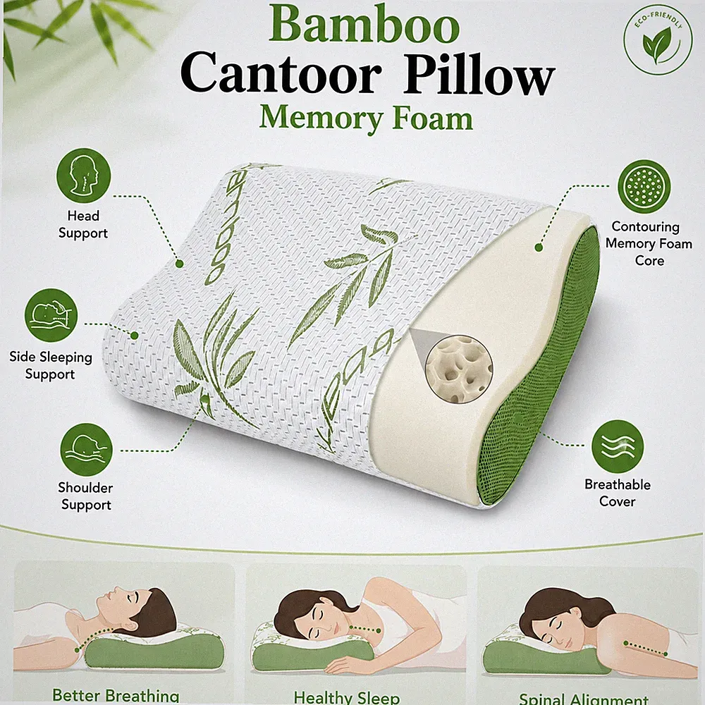 Cantoor Bambus Kissen Memory Foam Weich Luxus Fest Kopf Nacken Orthopädische Unterstützung