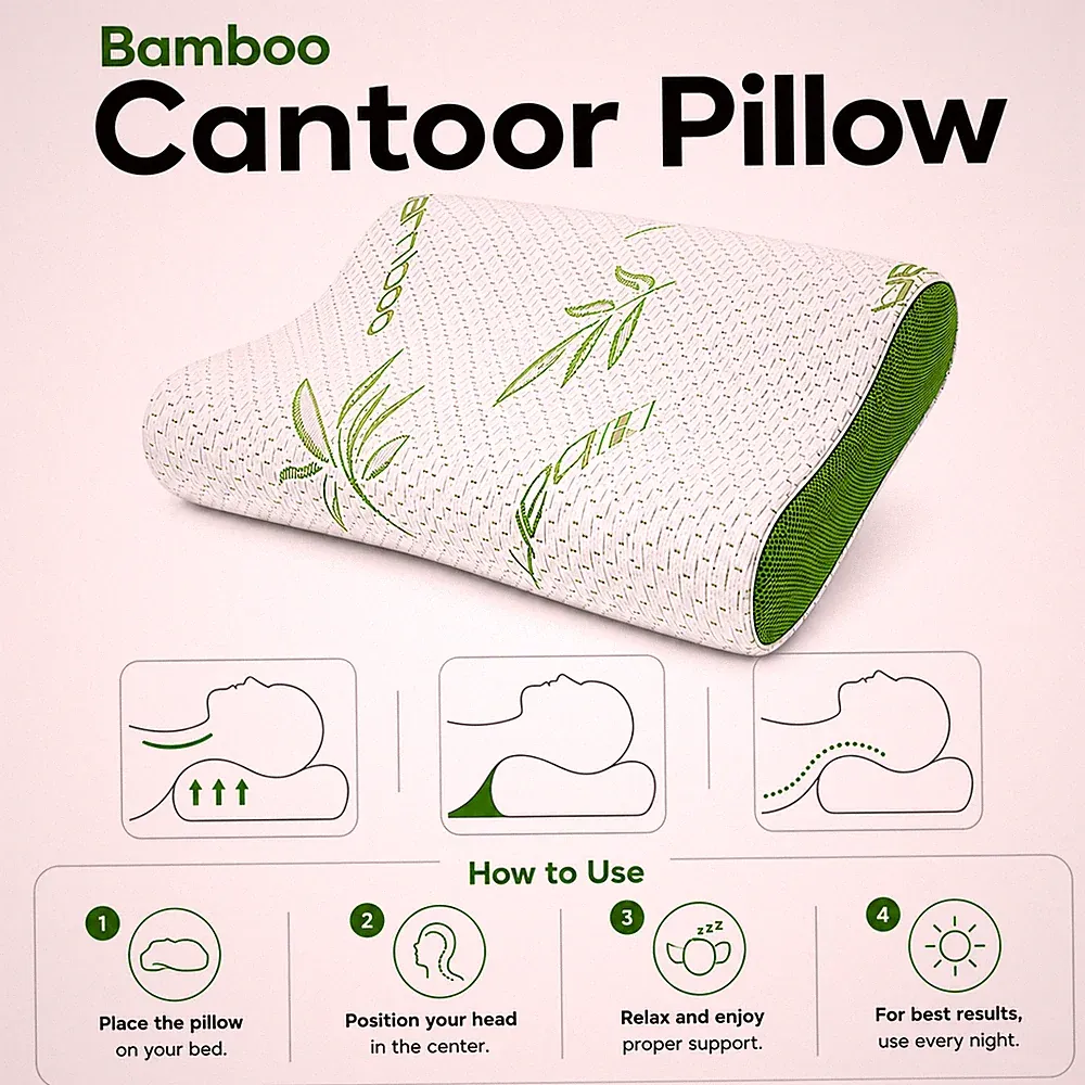 Cantoor Kissen Bambus Memory Foam Anti Schnarchen Orthopädisch Kopf Nacken Rücken Stütze