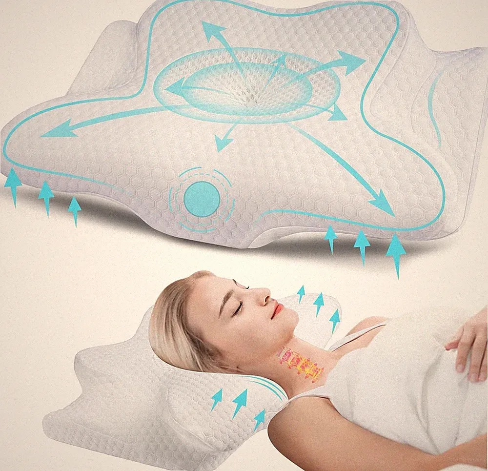 Cervical Memory Foam Kissen für Nackenschmerzen, Orthopädischer Seitenschläfer | 2-in-1 Cerv