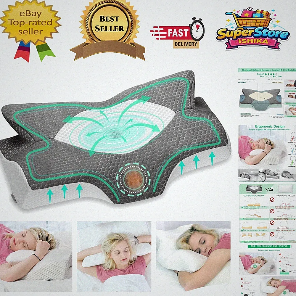 Cervical Memory Foam Kissen zur Schmerzlinderung - Ergonomische Unterstützung in Dunkelgrau