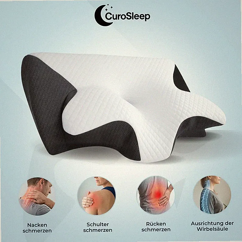 CuroSleep Schlafkissen Orthopädisch Nackenstützkissen Hard Black Komfort