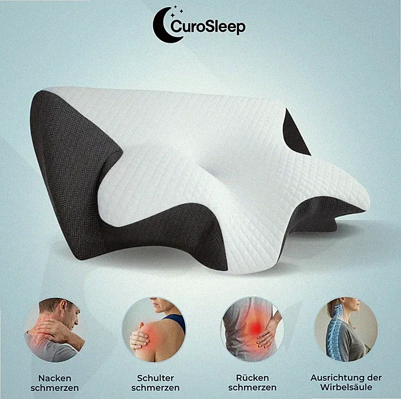 CuroSleep Schlafkissen Orthopädisch Nackenstützkissen Soft Black Komfort