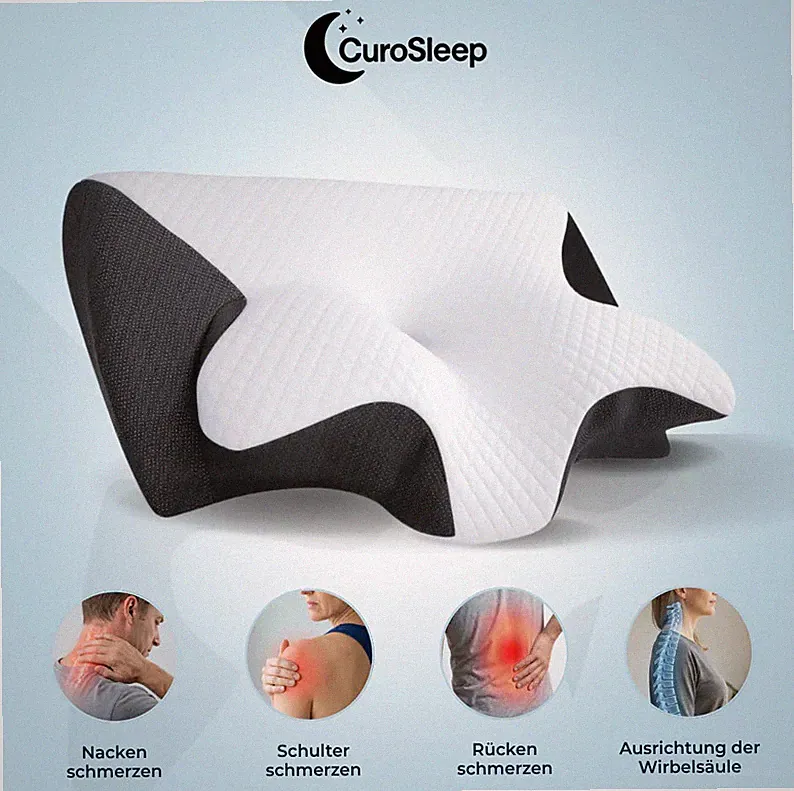 CuroSleep Schlafkissen Orthopädisch Nackenstützkissen Soft Black Komfort