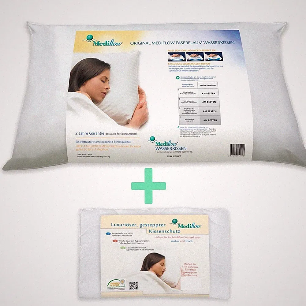 Das Original Wasserkissen 5231 mit Luxusschonbezug im Kombipack Größe 40x80