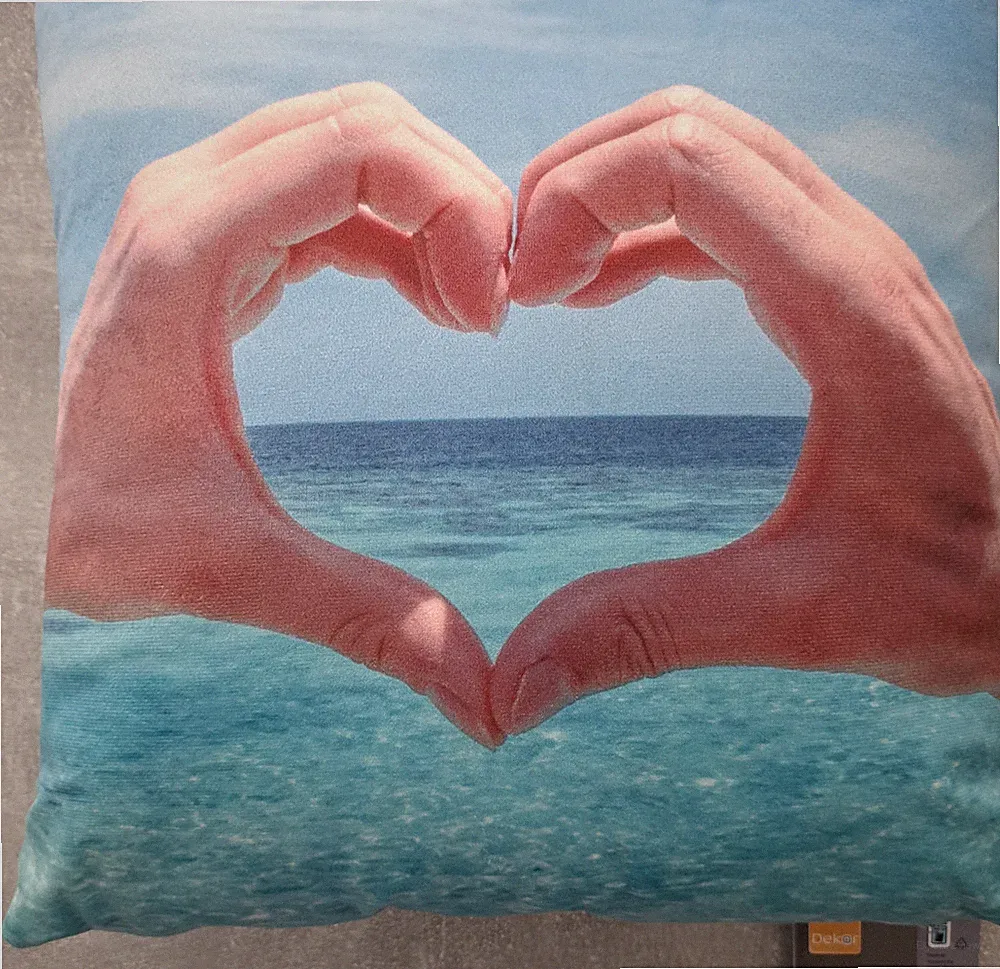 Deco Kissen 40 x 40 cm brillantem Fotodruck Herz Neu unbenutzt Kissen Fingerherz