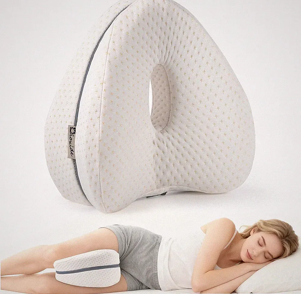 Dioxide Kniekissen für Seitenschläfer Ergonomisches Beinkissen Weiß 24x21 cm