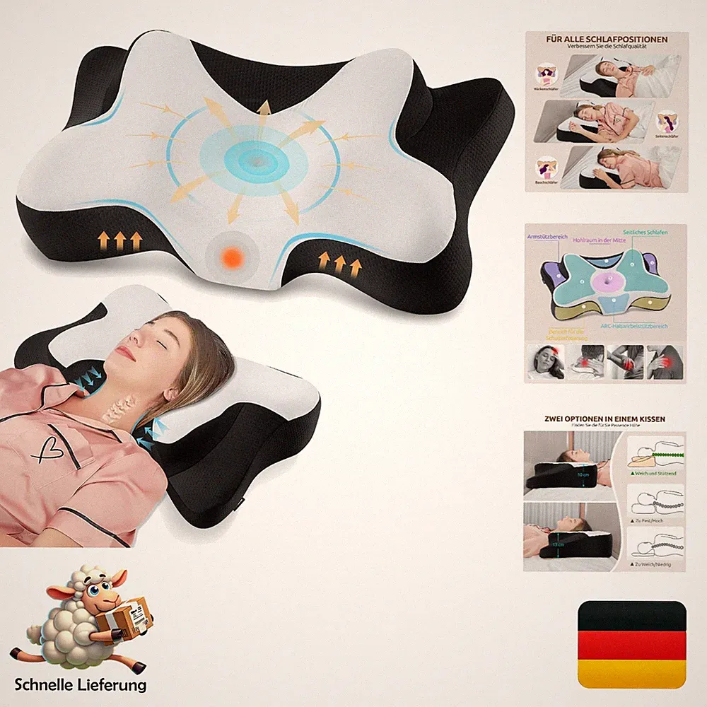 Donama Memory Foam Nackenkissen, orthopädisches Seitenschläfer Kissen, atmung...