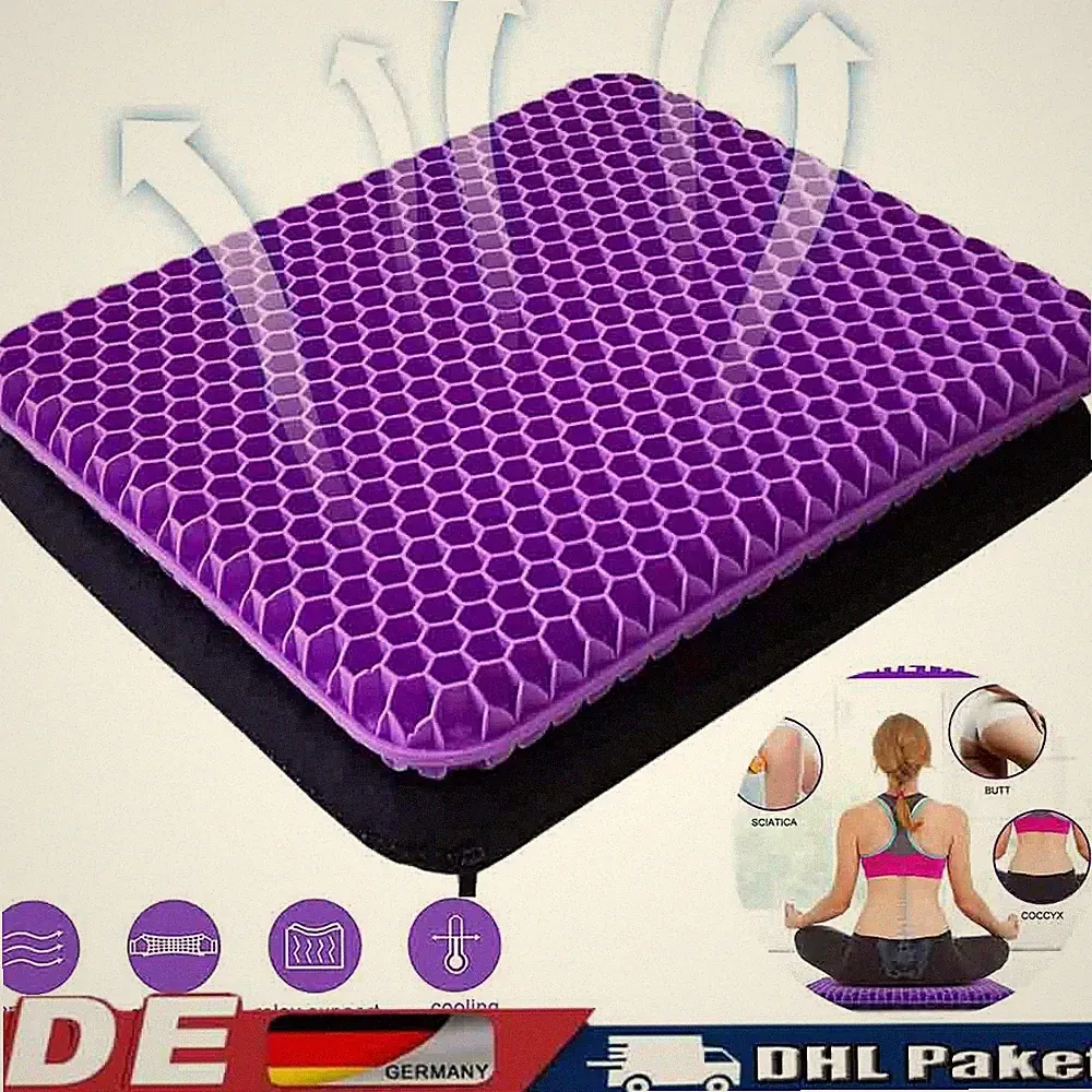 Doppelt dick Gel Sitzkissen Orthopädisches Stuhlkissen Rollstuhl Büro Stuhl