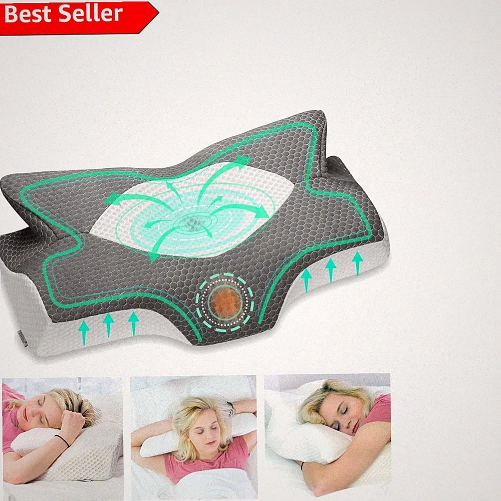 Elegantes dunkelgraues Memory Foam Kissen für Nacken- und Schulterentlastung - Erwachsenengröße