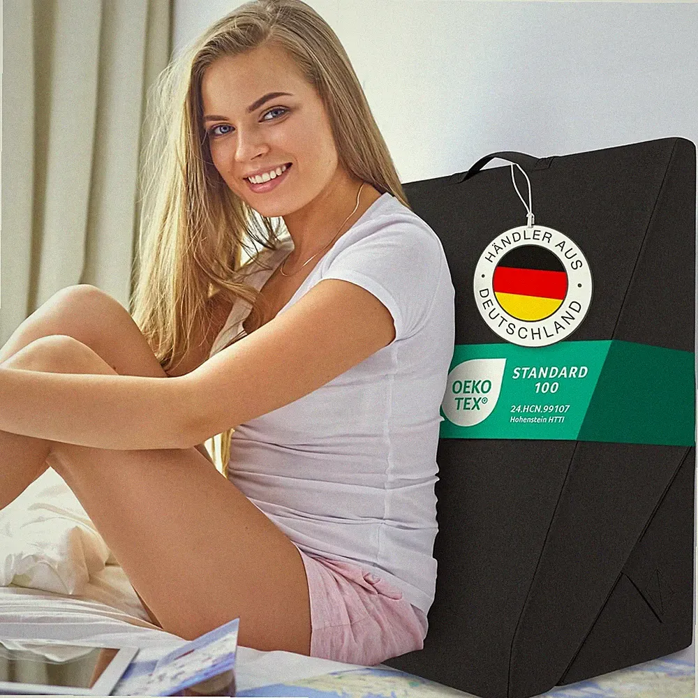ELONEO Keilkissen Rückenkissen Kniestütze Beinstütze Venenkissen W55 x H56 x L30