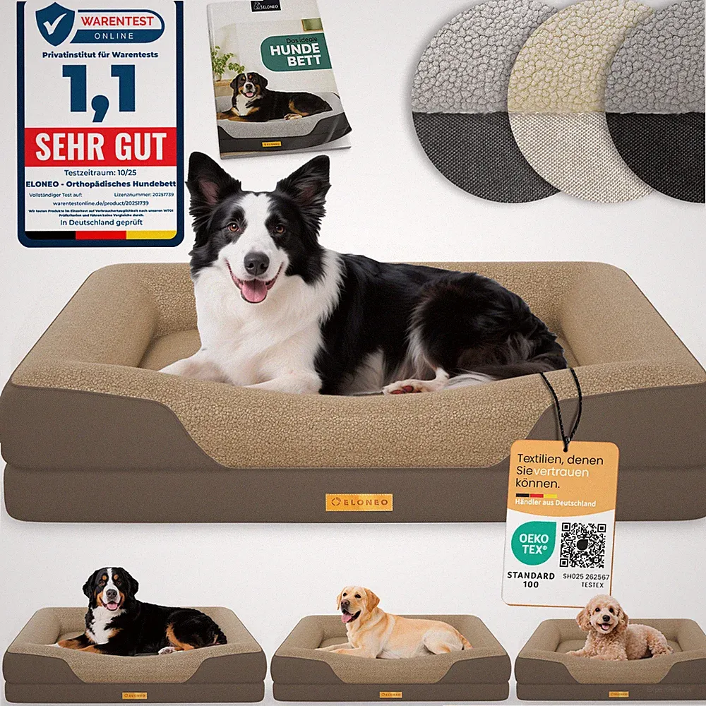 ELONEO Orthopädisches Hundebett Memory Foam, Hundekissen Gelenkschonend