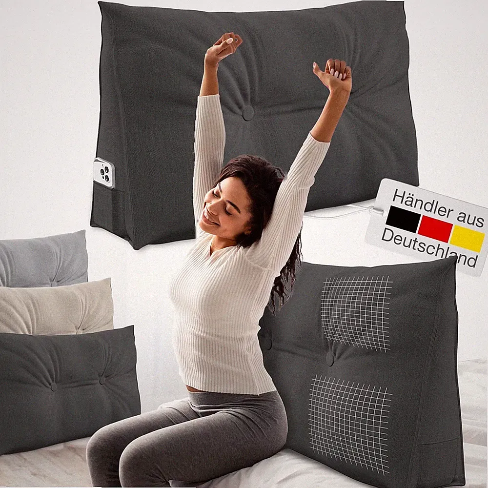 B-Ware ELONEO Rückenkissen, Keilkissen für Bett und Sofa, dreieckiges Lesekissen