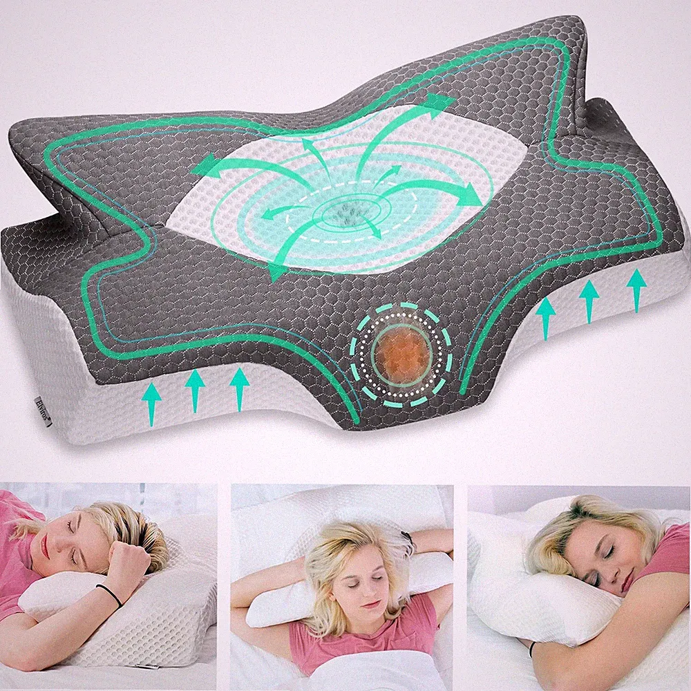 Elviros Cervical Memory Foam Kissen bei Nackenschmerzen Orthopädisches Nackenkissen für Sho