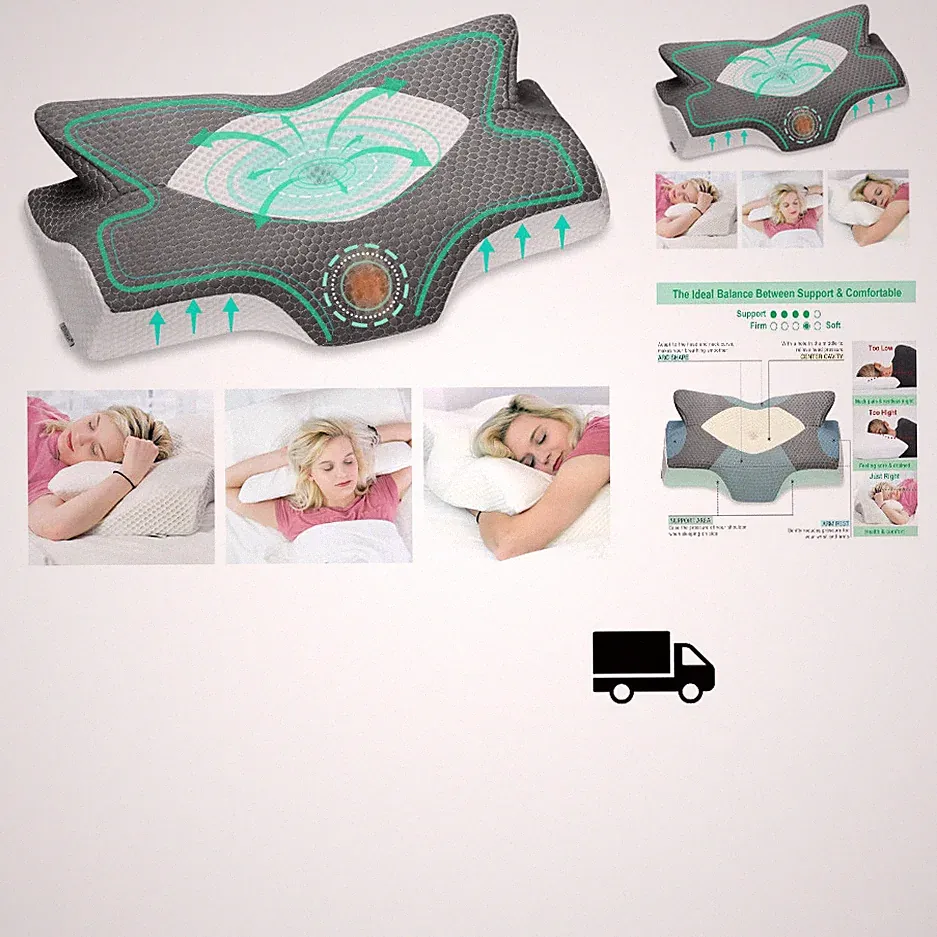 Elviros Memory Foam Nackenstützkissen 64x12,5x38 cm