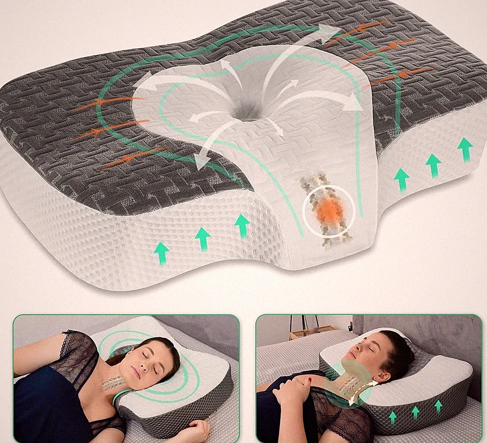 Elviros Orthopädisches Kissen aus Memory Foam, Kopfkissen Nackenschmerzen