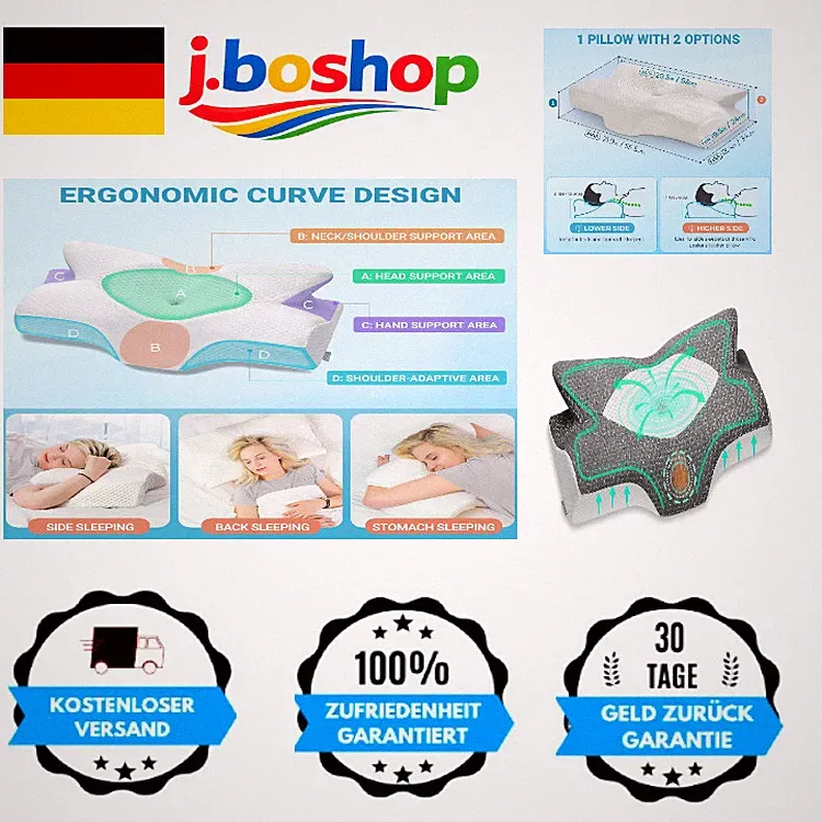 Elviros Orthopädisches Kopfkissen Memory Foam 54x11 9x33