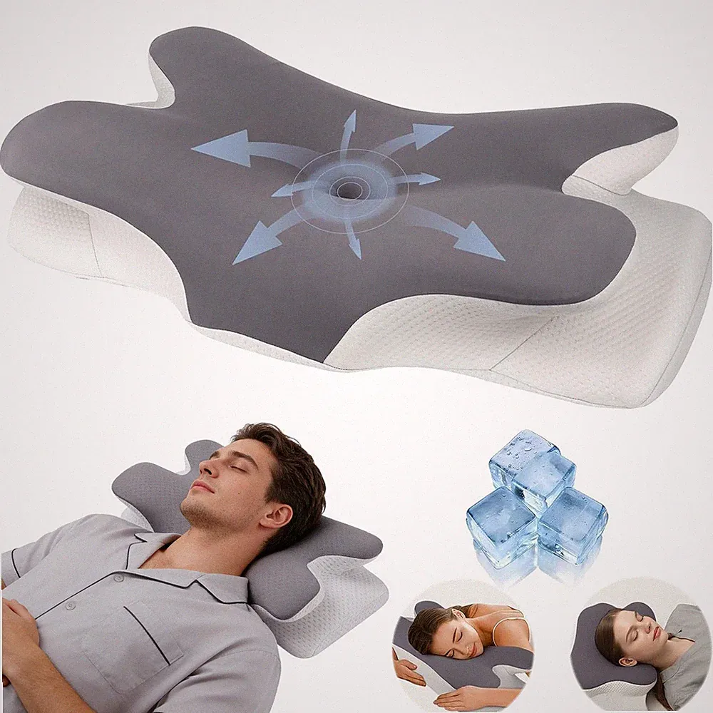 Ergo Kopfkissen, Memory Foam Nackenkissen, Seitenschläferkissen 60 x 34 x 13 cm