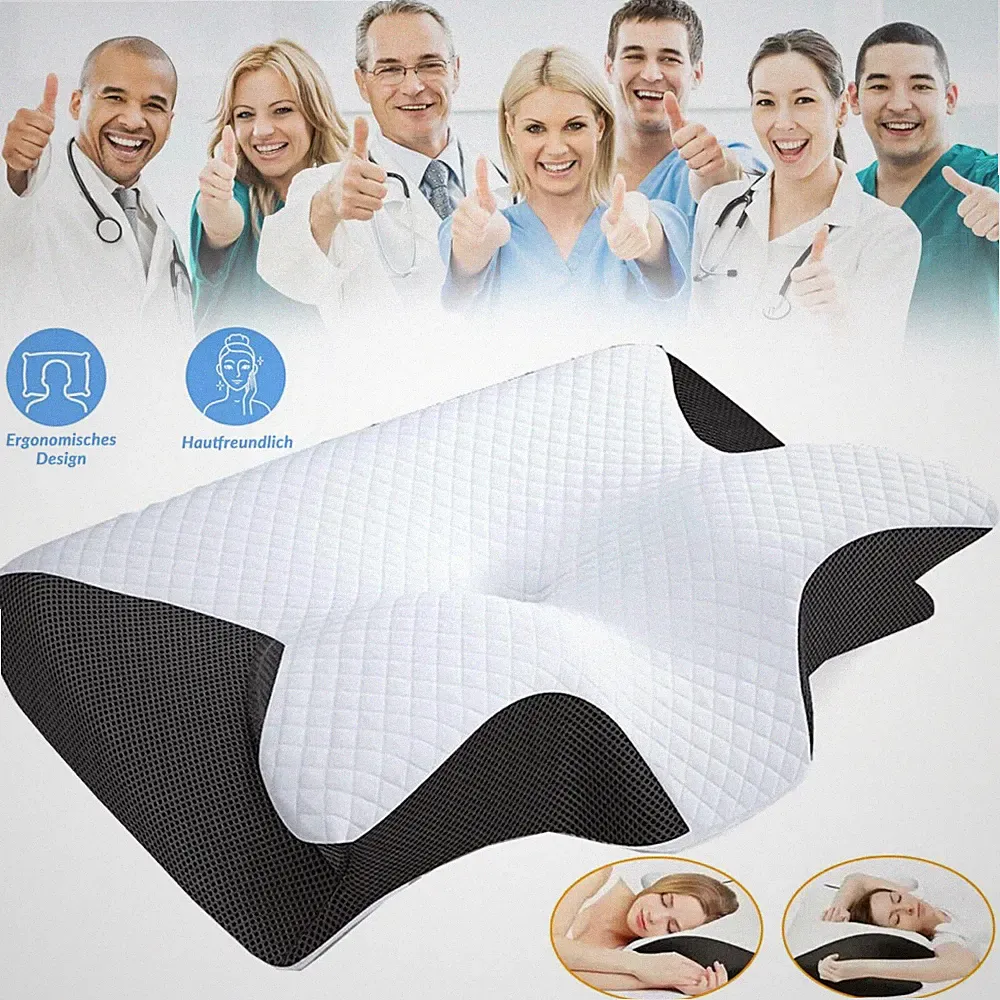 Ergonomisch Memory Foam Kopfkissen für Seiten, Rücken & Bauchschläfer DHL
