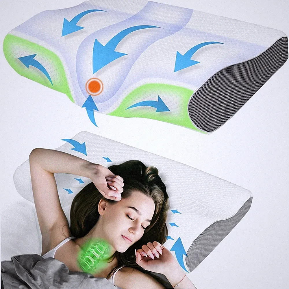 Ergonomische Nackenstützkissen Nackenkissen Schlaf Kopfkissen Memory Foam Kissen