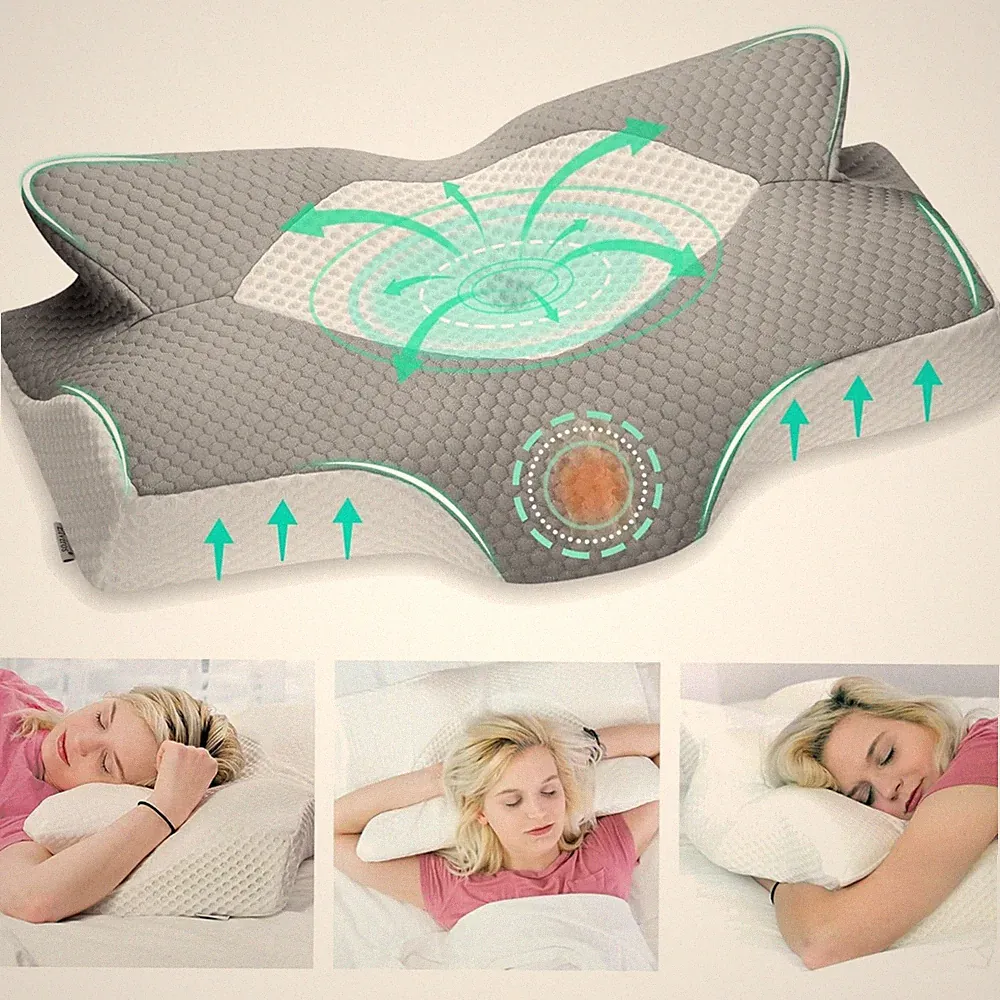 Ergonomisches Kissen zur Schmerzlinderung bei Nacken und Schulter 64x38cm