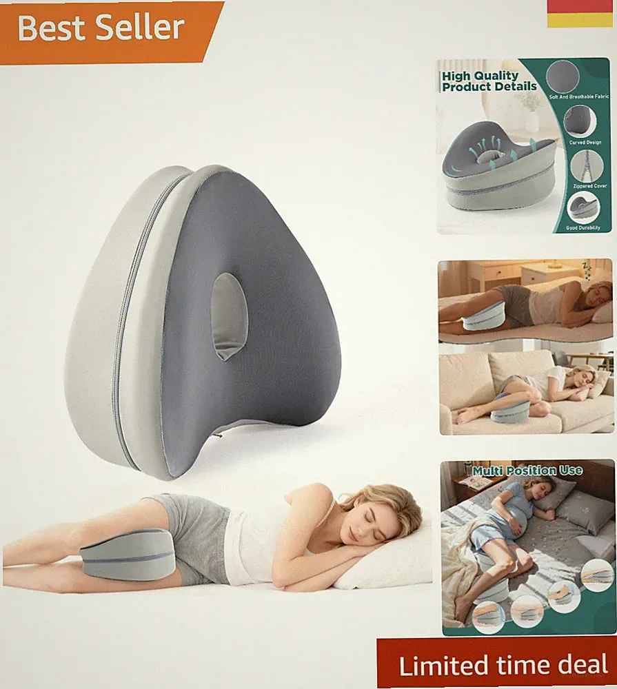 Ergonomisches Kniekissen für Seitenschläfer - Memory Foam, abnehmbar, dunkelgrau