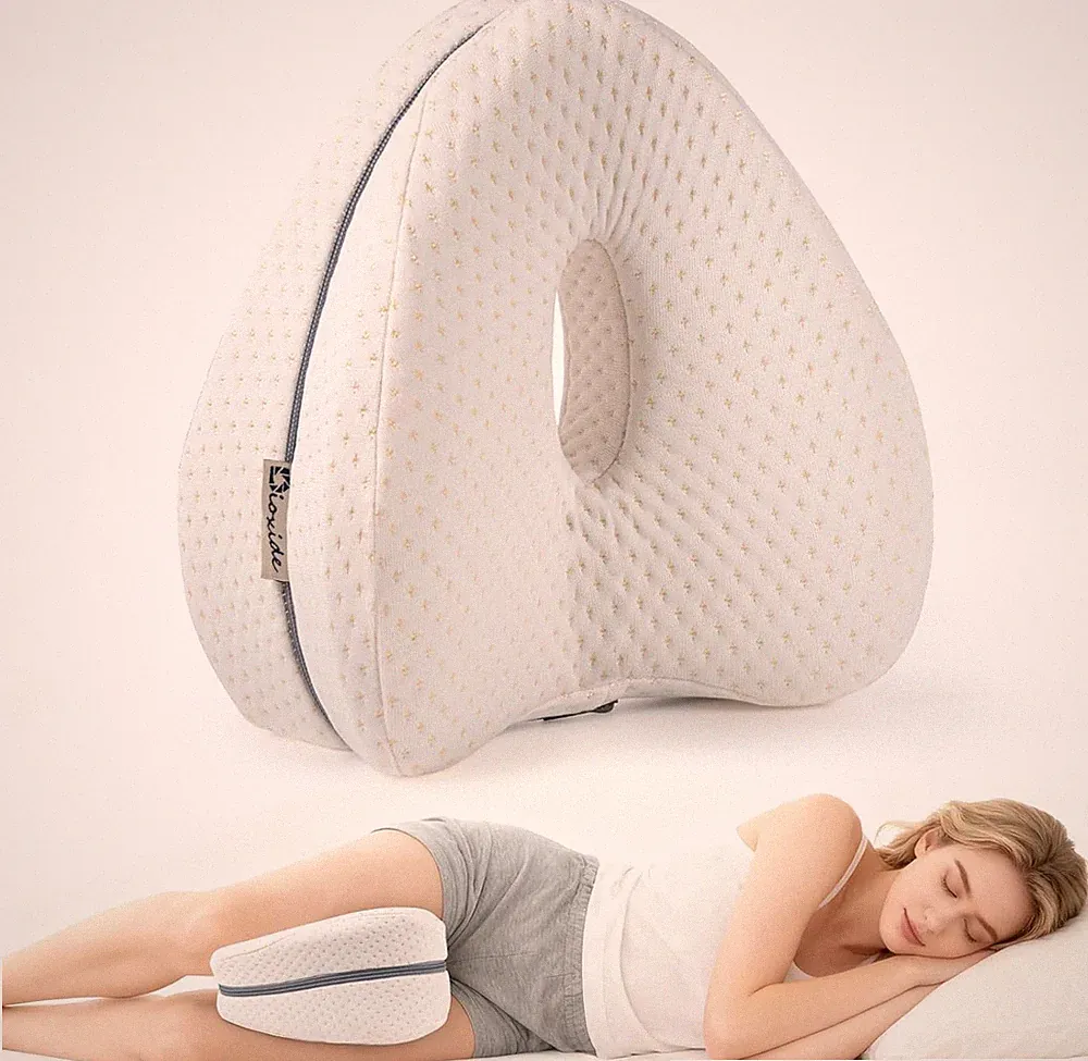 Ergonomisches Kniekissen für Seitenschläfer - Memory Foam, Hüftkissen Weiß