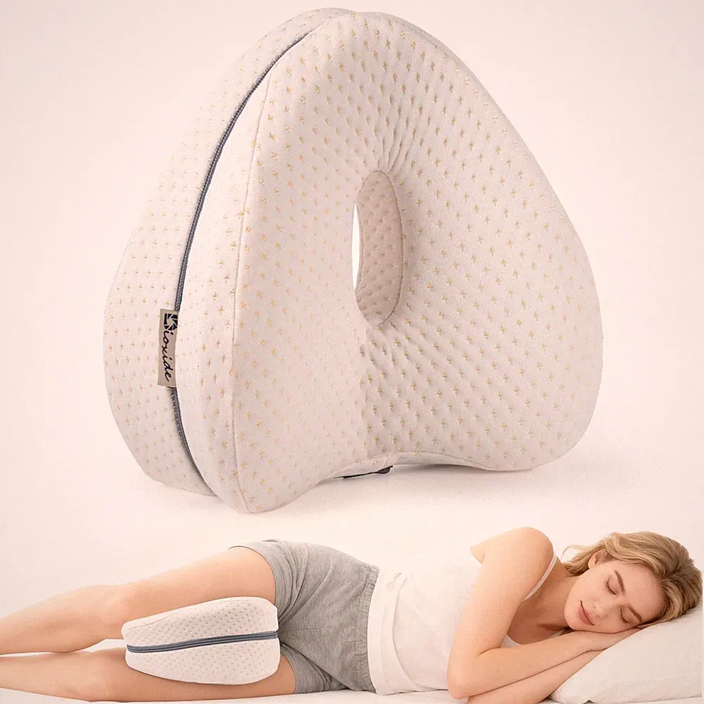 Ergonomisches Kniekissen Seitenschläfer Beinkissen Memory Foam Weiß Komfort