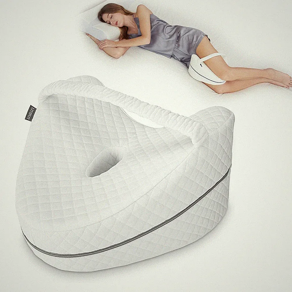 Ergonomisches Kniekissen Seitenschläfer Memory Foam Orthopädisch Waschbar