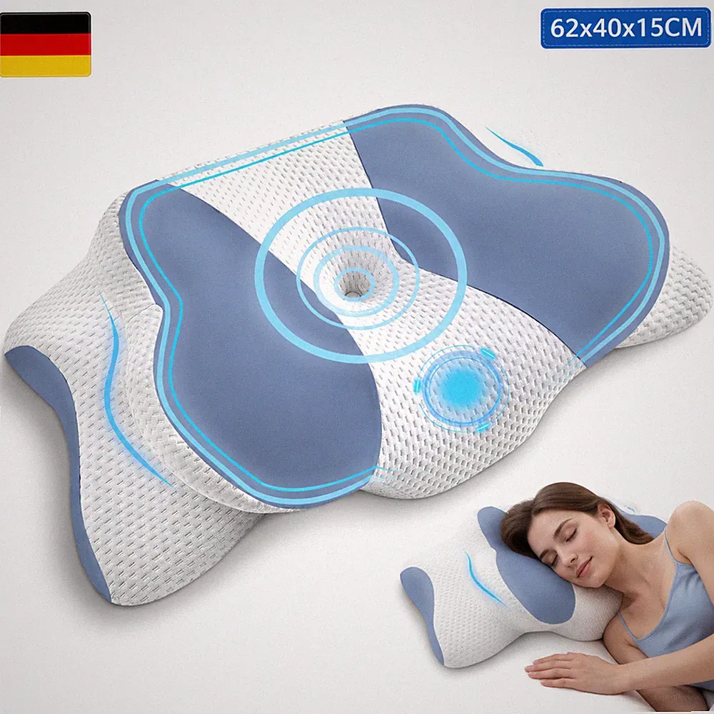Ergonomisches Kopfkissen Memory Foam Orthopädisches Kissen 62 x 40 cm Für DE