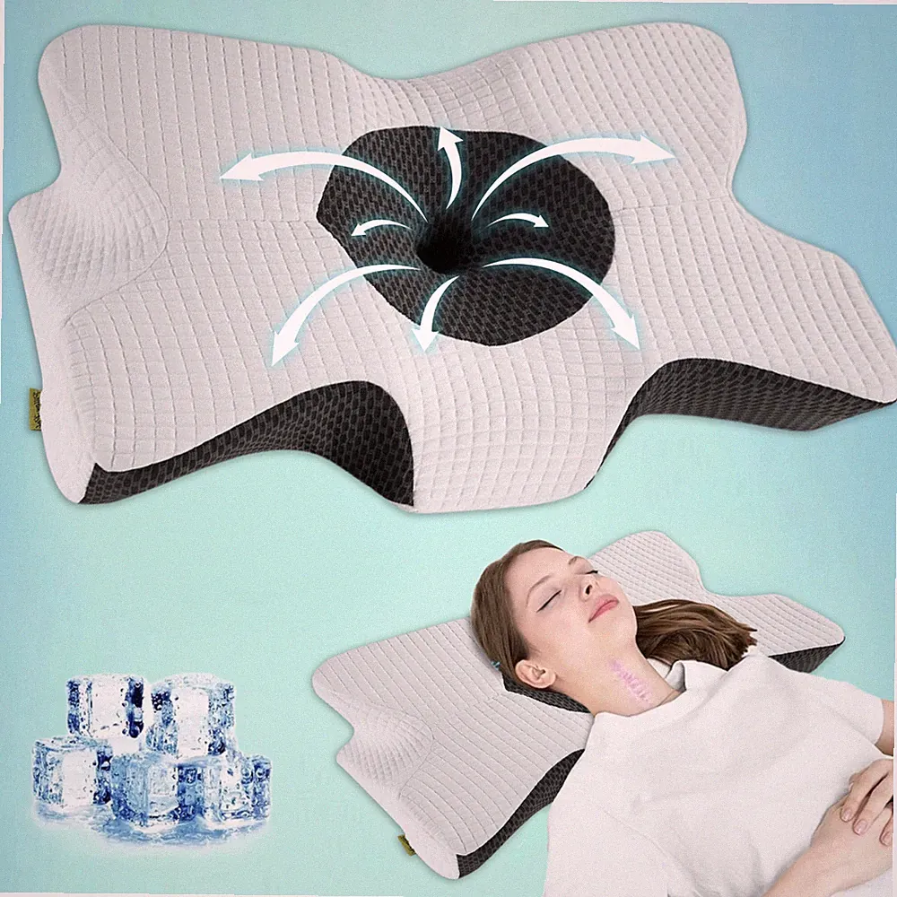 Ergonomisches Memory Foam Kissen für Hals Nacken Schulter Orthopädische Schmerzlinderung