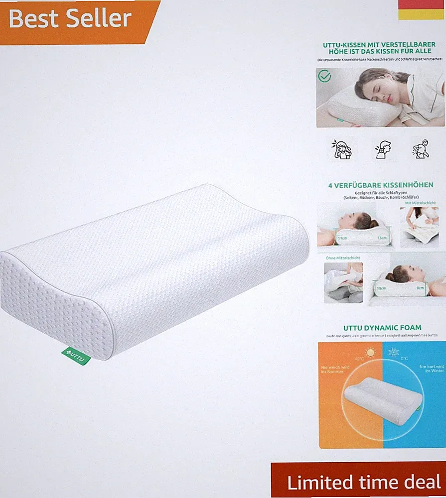 Ergonomisches Memory Foam Kissen mit Anpassbarer Höhe für Nackenschmerzlinderung