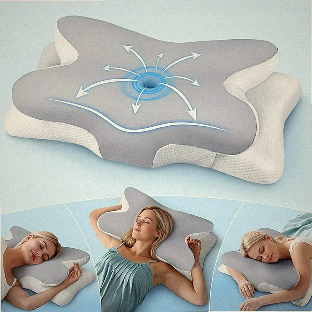 Ergonomisches Memory Foam Nackenkissen – Orthopädisches Kopfkissen mit Ab