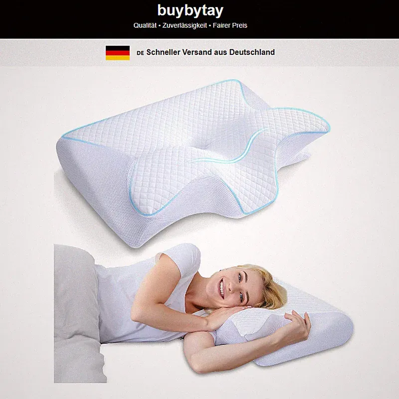 Ergonomisches Nackenkissen 2 in 1 Memory Foam 60x40x12/14cm