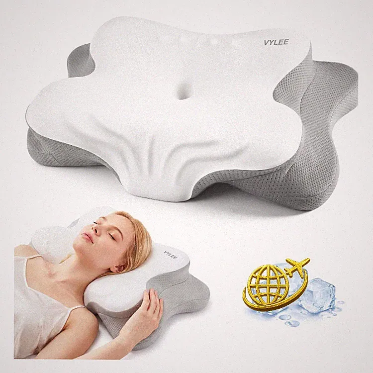 Ergonomisches Nackenkissen Memory Foam für Rücken Seiten Bauchschläfer