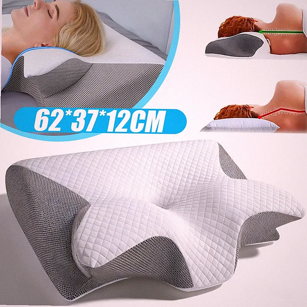 Ergonomisches Nackenkissen Memory Foam Kissen orthopädisch waschbar für Reisen